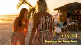  Presentation with sunset beach - PPT theme with mixed-race-woman-enjoying background and a tawny brown colored foreground