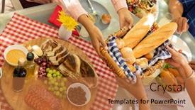  Presentation with end - Presentation theme with mixed-race-woman-passing background and a red colored foreground