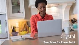  Presentation with epidemic - Presentation with mixed-race-woman-spending-time background and a coral colored foreground