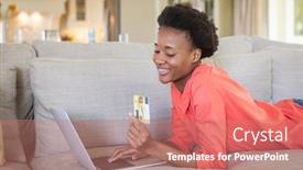  Presentation with lockdown - Cool new presentation with mixed-race-woman-spending-time backdrop and a coral colored foreground