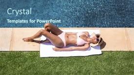  Presentation with epidemic - Colorful slide set enhanced with mixed-race-woman-spending-time backdrop and a ocean colored foreground