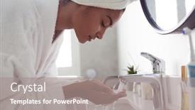  Presentation with social distancing - Slide set with mixed-race-woman-spending-time background and a gray colored foreground