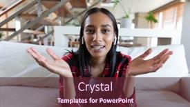  Presentation with chat - Presentation theme consisting of mixed-race-woman-using-wireless background and a tawny brown colored foreground