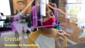  Presentation with hygiene - Beautiful PPT layouts featuring mixed-race-woman-wearing-face backdrop and a coral colored foreground