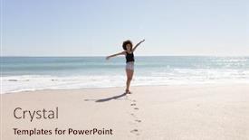  Presentation with sunny sky - Beautiful PPT theme featuring mixed-race-woman-with-afro backdrop and a lemonade colored foreground