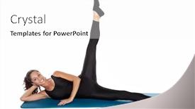  Presentation with pilates - Audience pleasing slide deck consisting of mixed race woman in her forties pilates training on the mat isolated on white backdrop and a white colored foreground