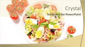  Presentation with olive - PPT theme consisting of mixed-rice-salad-with-egg background and a blonde colored foreground