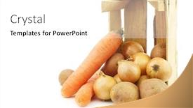  Presentation with root - Amazing theme having mixed root vegetables for making hutspot in a wooden crate on a white background backdrop and a white colored foreground