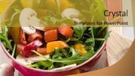  Presentation with capsicum - Amazing slide set having mixed salad with arugula mushroom and capsicum backdrop and a gold colored foreground