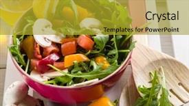  Presentation with capsicum - Presentation design consisting of mixed salad with arugula mushroom and capsicum background and a gold colored foreground