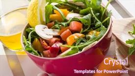  Presentation with capsicum - Slide set enhanced with mixed salad with arugula mushroom and capsicum background and a crimson colored foreground