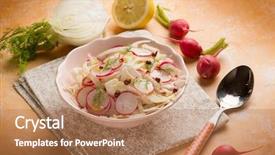  Presentation with lemon - Theme with mixed salad with fennel radish background and a  colored foreground