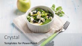  Presentation with apple - Beautiful slides featuring mixed-salad-with-feta-apple backdrop and a light gray colored foreground