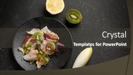  Presentation with kiwi - Colorful PPT layouts enhanced with mixed-salad-with-kiwi-lettuce backdrop and a dark gray colored foreground