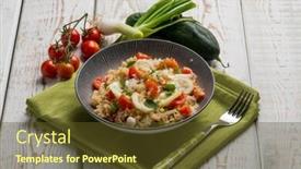  Presentation with quinoa - Theme with mixed salad with quinoa cucumber and tomatoes background and a tawny brown colored foreground