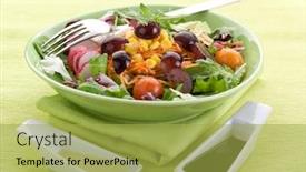  Presentation with maize - Audience pleasing slide set consisting of mixed salad with slice grapes carrot arugula maize and green salad backdrop and a yellow colored foreground