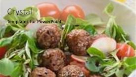  Presentation with sprout - Presentation design enhanced with mixed salad with vegetarian meatballs slice radish and soy sprout background and a yellow colored foreground