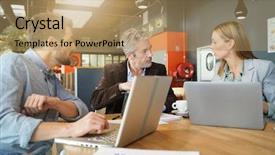  Presentation with team work - Slide set featuring mixed sales team preparing pitch background and a  colored foreground