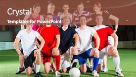  Presentation with football women - Audience pleasing slide set consisting of mixed sport team playing backdrop and a red colored foreground