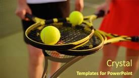  Presentation with tennis - Beautiful theme featuring mixed-tennis-players-with-rackets backdrop and a tawny brown colored foreground