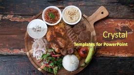  Presentation with kebab - Presentation design with meze restaurant - mixed turkish kebab plate background and a tawny brown colored foreground