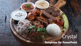  Presentation with kebab - Presentation theme consisting of meze restaurant - mixed turkish kebab plate background and a tawny brown colored foreground