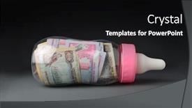  Presentation with baby bottle - Slide set with mixed-uae-dirham-currency-notes background and a black colored foreground