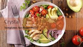  Presentation with chickpea - Slides with mixed-vegetable-salad-with-avocado background and a red colored foreground