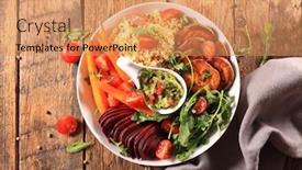  Presentation with sweet potato - Slides with mixed-vegetable-salad-with-beetroot background and a coral colored foreground