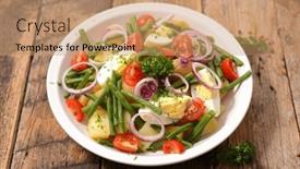 Presentation with tomato - PPT theme enhanced with mixed-vegetable-salad-with-tomato background and a coral colored foreground
