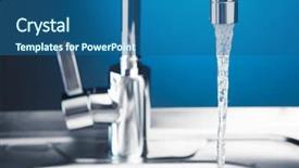  Presentation with water tap - Theme consisting of mixer tap with flowing water background and a ocean colored foreground