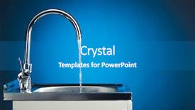  Presentation with water tap - Presentation design featuring mixer tap with flowing water background and a teal colored foreground