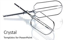  Presentation with baking tools - Beautiful presentation design featuring mixer tools isolated on white backdrop and a white colored foreground