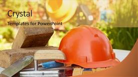  Presentation with concrete construction - Audience pleasing presentation theme consisting of mixers - construction concept bricks tools hard backdrop and a yellow colored foreground