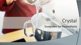  Presentation with cooking chef - Beautiful slide set featuring mixers - cooking food and kitchen appliances backdrop and a light gray colored foreground