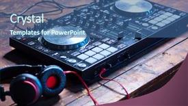  Presentation with headphones - Audience pleasing PPT layouts consisting of mixers - dj mixer with headphones backdrop and a ocean colored foreground