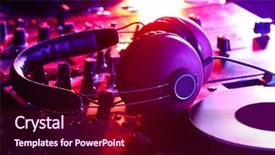  Presentation with headphones - Beautiful presentation design featuring mixers - headphones on dj mixer backdrop and a wine colored foreground