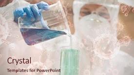  Presentation with human body - Audience pleasing PPT theme consisting of mixing blue liquid in beaker backdrop and a lemonade colored foreground