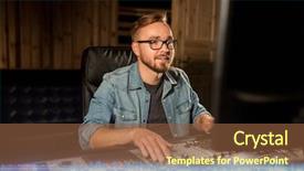  Presentation with recording studio mixing console - Audience pleasing PPT layouts consisting of mixing console in sound backdrop and a tawny brown colored foreground