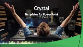  Presentation with recording studio mixing console - Beautiful slides featuring music technology people and equipment backdrop and a black colored foreground