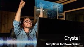 Presentation with recording studio mixing console - Cool new slide deck with music technology gesture and people backdrop and a black colored foreground