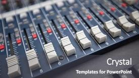  Presentation with television - Presentation design featuring mixing equipment in television studio background and a  colored foreground