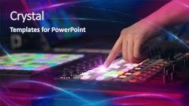  Presentation with controller - Presentation design with controllers - hand mixing music on midi background and a navy blue colored foreground