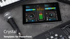  Presentation with electronic music - Beautiful slide set featuring mixing-music-on-tablet backdrop and a dark gray colored foreground