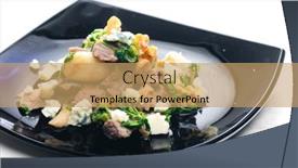  Presentation with blue cheese - PPT theme enhanced with mixture-of-beef-meat-spinach background and a coral colored foreground