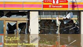  Presentation with earthquake disaster - Slide deck featuring miyagi-japan-october-29-damage background and a coral colored foreground