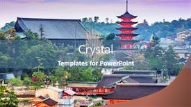 Presentation with hiroshima - Theme with miyajima-hiroshima-japan-at-itsukushima background and a teal colored foreground