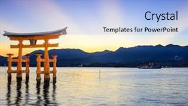  Presentation with hiroshima - Colorful theme enhanced with miyajima hiroshima japan at the famed floating torii gate backdrop and a light blue colored foreground