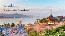  Presentation with hiroshima - Colorful slide deck enhanced with miyajima-island-hiroshima-japan backdrop and a sky blue colored foreground