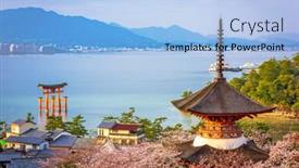  Presentation with hiroshima - Theme having miyajima-island-hiroshima-japan background and a light blue colored foreground